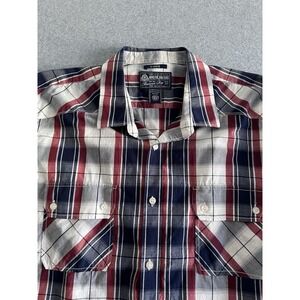 American Rag Cie Shirt Mens XL Long Sleeve Button Up Flannel Plaid White Red‎
